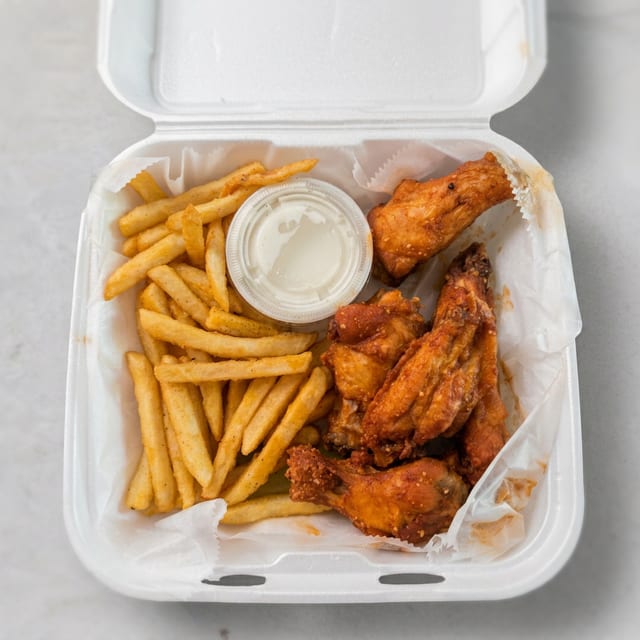 Half Dozen Wings & French Fry Basket.